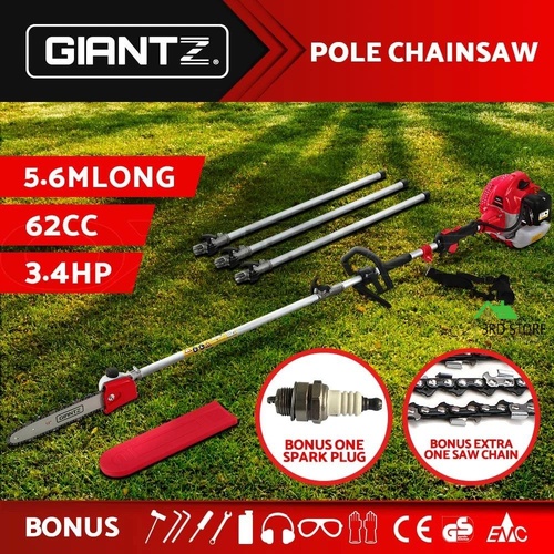 Giantz 62CC Pole Chainsaw Saw Petrol Chain Tree Pruner Extended Spark Plug