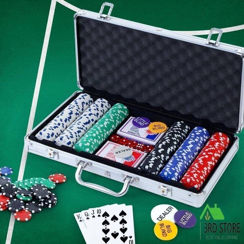 Poker Chip Set 300PC Chips TEXAS HOLD'EM Casino Gambling Dice Cards