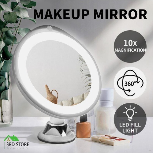 10x Magnifying Makeup Vanity Cosmetic Beauty Bathroom Mirror with LED Light