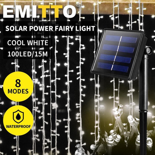Solar Powered LED Fairy String Lights Outdoor Garden Party Wedding Controller