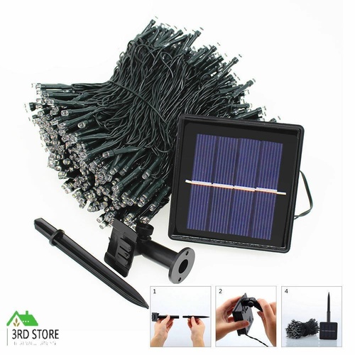 25M 200LED String Solar Powered Fairy Lights Garden Christmas Decor Cool White