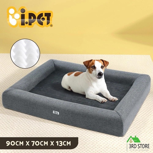 i.Pet Pet Bed Dog Cat Large Calming Soft Sofa Cushion Egg Crate Washable Grey