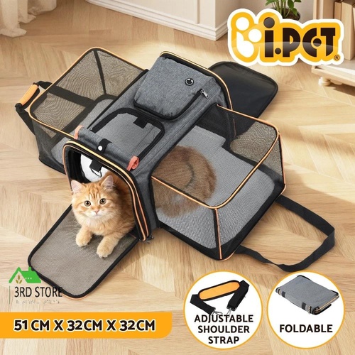 i.Pet Pet Carrier Bag Foldable Expandable Dog Cat Travel Cage Portable Car Kennel