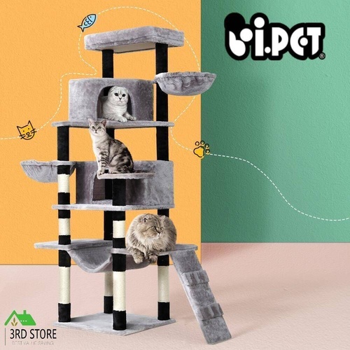 i.Pet Cat Tree Tower Scratching Post Scratcher Wood Condo House Play Bed 161cm