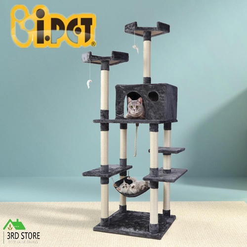 i.Pet Cat Tree Trees Scratching Post Scratcher Tower Condo House Grey 184cm