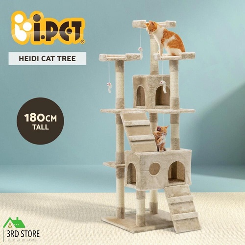 i.Pet Cat Tree Trees Scratching Post Scratcher Tower Condo House Beige 180cm