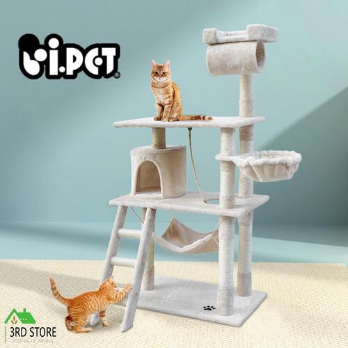 i.Pet Cat Tree Trees Scratching Post Scratcher Tower Condo House Beige Bed 141cm