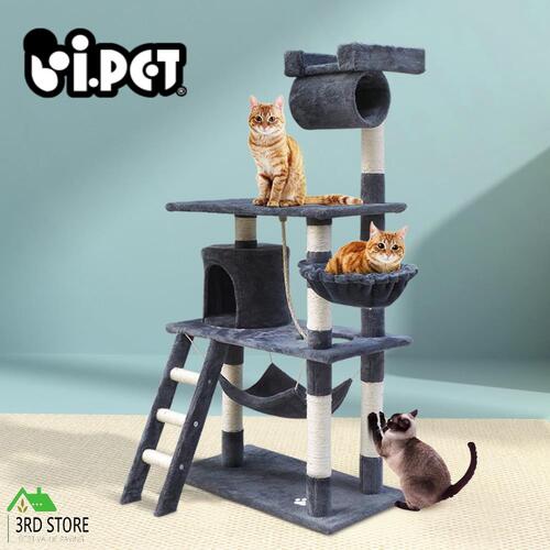 i.Pet Cat Tree Trees Scratching Post Scratcher Tower Condo House Grey Bed 141cm