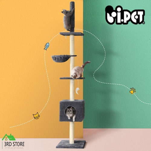 i.Pet Cat Tree Tower Scratching Post Scratcher Floor to Ceiling Cats Bed 260cm