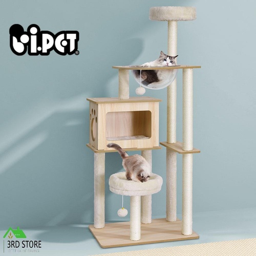i.Pet Cat Tree Tower Scratching Post Scratcher 142cm Wood Bed Condo House