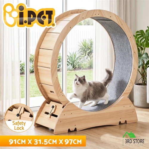 i.Pet Wooden Cat Exercise Wheel 91cm Indoor Cat Treadmill Large