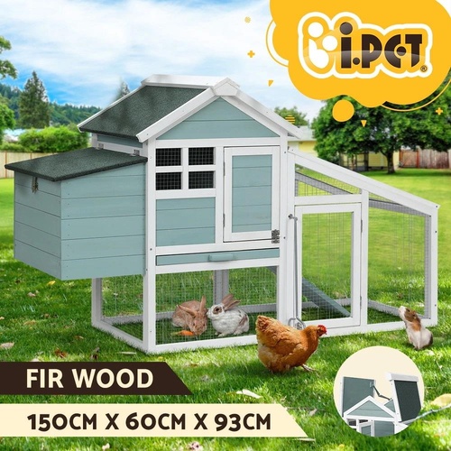 i.Pet Chicken Coop Rabbit Hutch Large House Run Cage Wooden Outdoor Pet Hutch
