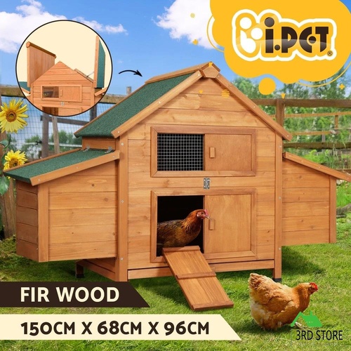 i.Pet Chicken Coop Large Rabbit Hutch House Run Cage Wooden Outdoor Pet Hutch