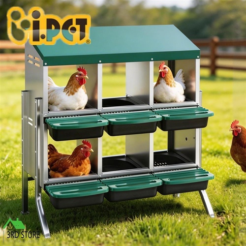 RETURNs i.Pet Chicken Nesting Box Roll Away Metal Nesting Box Wall Mounted 6 Holes Green