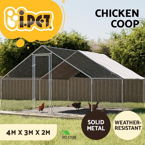i.Pet Chicken Coop Cage Run Rabbit Hutch Large Walk In Hen House Cover 3mx4mx2m