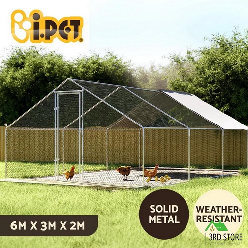 i.Pet Chicken Coop Cage Run Rabbit Hutch Large Walk In Hen Enclosure Cover 3mx6m