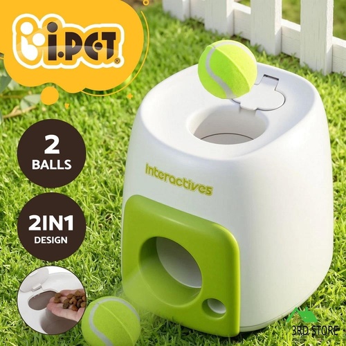 i.Pet 2-in-1 Dog Ball Launcher & Treat Dispenser with 2 Balls Green