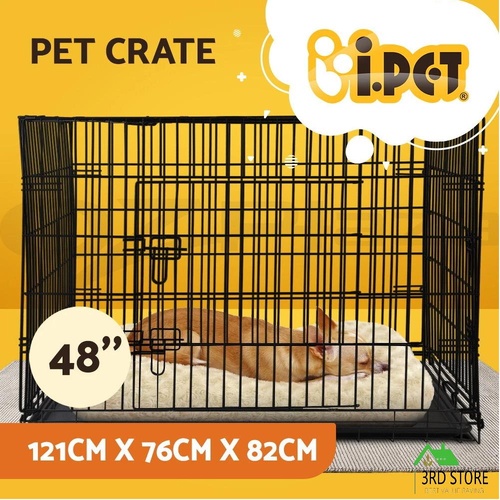 i.Pet 48" Dog Cage Pet Crate Puppy Foldable Metal Kennel Portable 3 Doors XXL