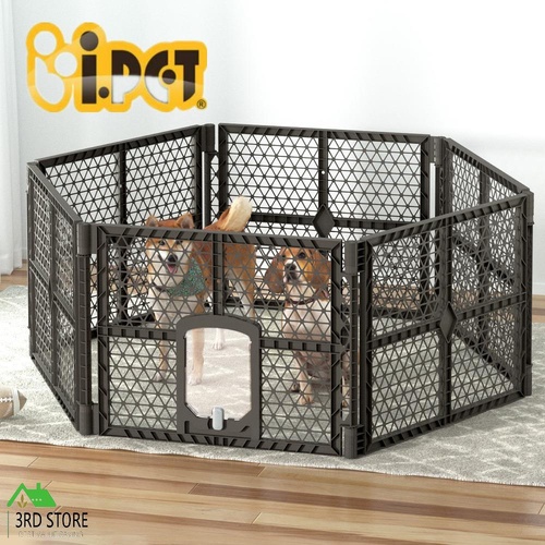i.Pet Pet Dog Playpen Enclosure 6 Panel Fence Puppy Cage Plastic Play Pen Fold
