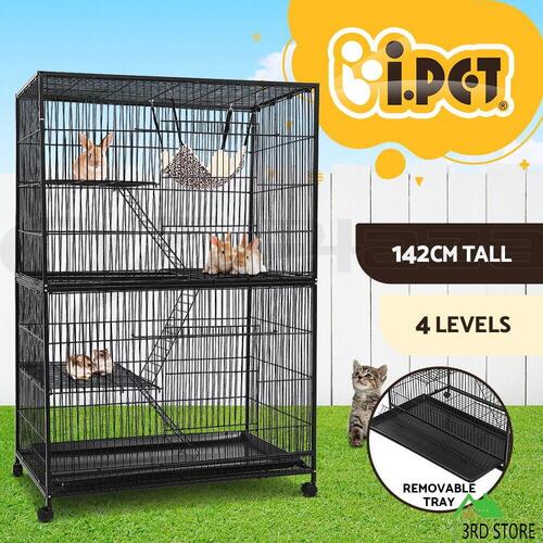 i.Pet 4 Level Rabbit Cage Bird Ferret Parrot Aviary Cat Hamster Castor 142cm