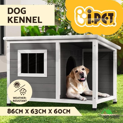 i.Pet Dog Kennel House Large Wooden Outdoor Pet Kennels Indoor Puppy Cabin Log