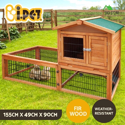 i.Pet Rabbit Hutch Hutches Large Metal Run Wooden Cage Chicken Coop Guinea Pig