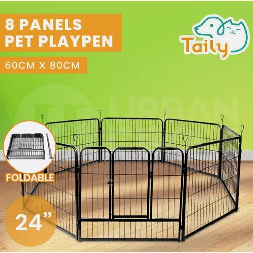 Taily Dog Playpen 8 Panel Pet Cage Puppy Enclosure Fence Exercise Foldable 60CM