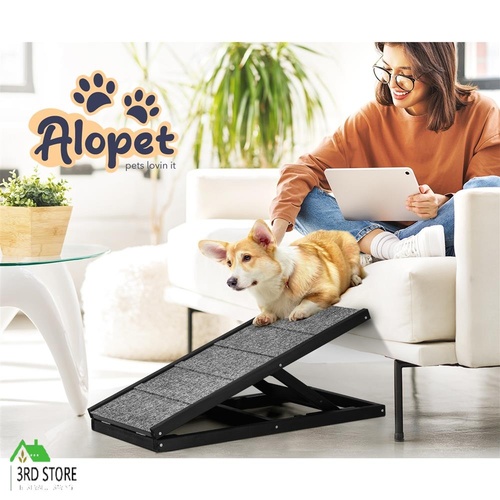 Alopet Dog Pet Ramp Adjustable Height Dogs Stairs Bed Sofa Car Foldable