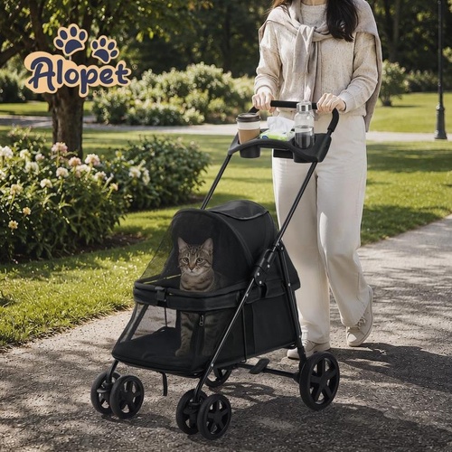 Alopet Pet Stroller for Small Medium Dogs & Cats Travel Foldable Lockable Wheels