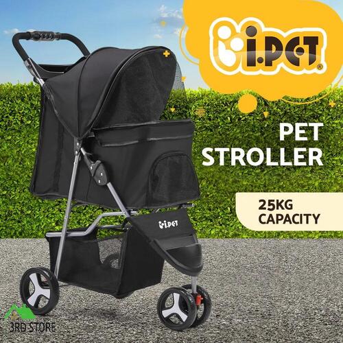 i.Pet Pet Stroller Dog Cat Cage Carrier Travel Pushchair Foldable Pram 3 Wheels