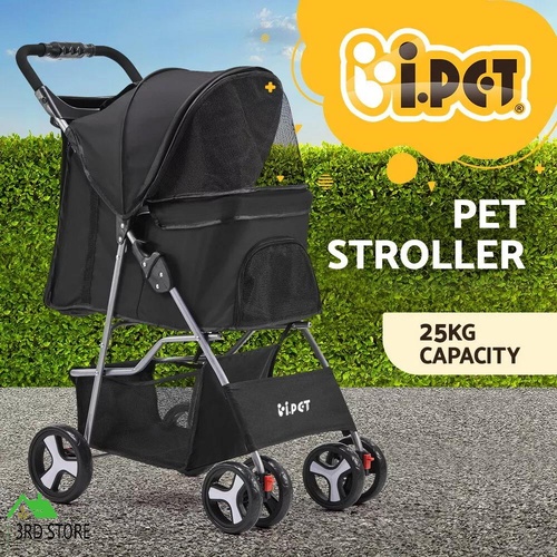RETURNs i.Pet Pet Stroller Dog Cat Cage Carrier Travel Pushchair Foldable Pram 4 Wheels