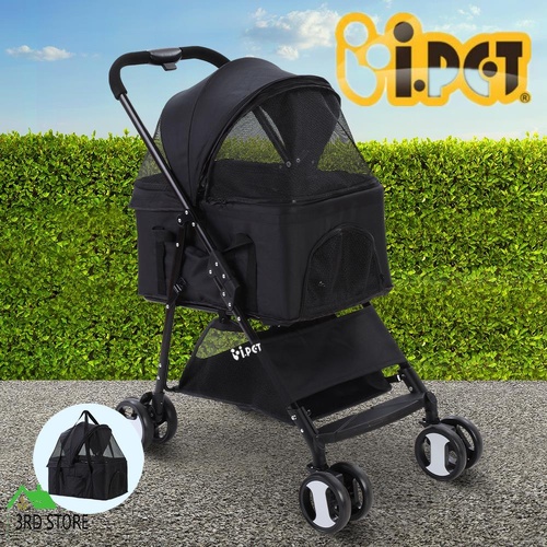 i.Pet Pet Stroller Dog Cat Cage Carrier Travel Pushchair Foldable Pram 3 IN 1