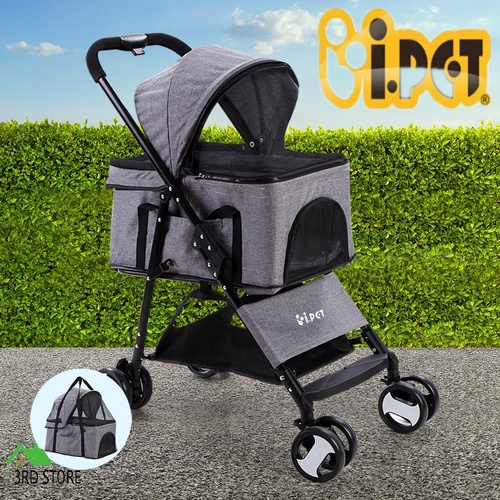 i.Pet Pet Stroller Pram Dog Carrier Trailer Strollers Large 4 Wheel Foldable