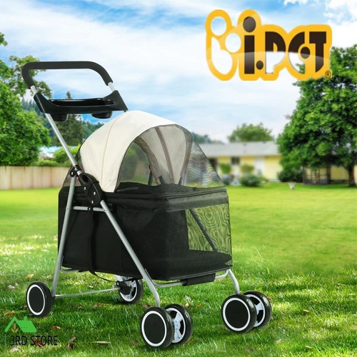 i.Pet Pet Stroller Pram Dog Cat Carrier Cage Large Travel Pushchair Foldable 4 Wheels