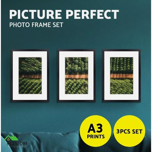 Photo Frames Collage Black A3 Picture Frame Wall Set Home Decor 3PCS