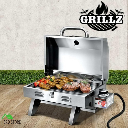 Grillz Portable Gas BBQ Grill Smoker Stainless Steel Outdoor Kitchen Camping