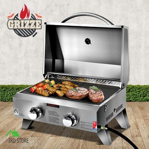 Grillz Portable Gas BBQ LPG Oven Camping Cooker Grill 2 Burners Stove Outdoor