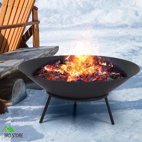 2IN1 Steel Fire Pit Bowl Firepit Garden Outdoor Patio Fireplace Heater 70cm