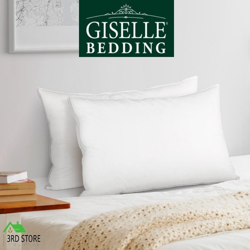 Giselle Bedding Pillow Duck Feather Down Pillows Twin Pack Standard Size Hotel