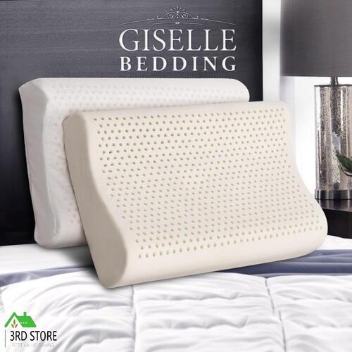 Giselle Natural Latex Pillow Talalay Contour Pillows 2-Zone Luxurious w/Cover