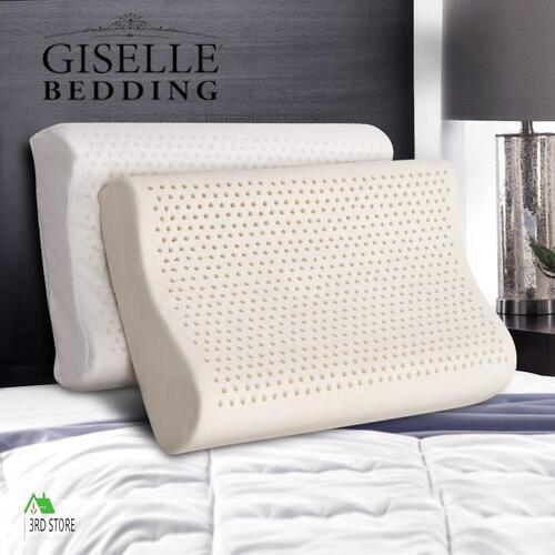 Giselle Natural Latex Pillow Talalay Contour Pillows 2-Zone Luxurious w/Cover