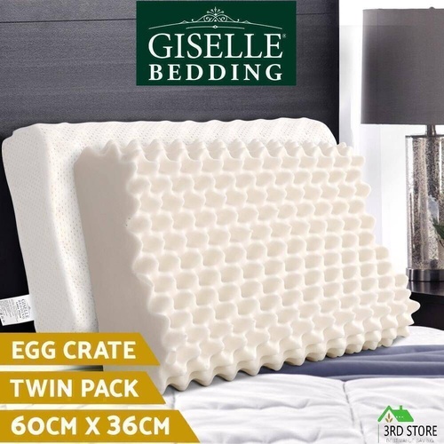 Giselle 100% Natural Latex Pillow Contour Talalay Pillows Bed Sleep Egg Crate