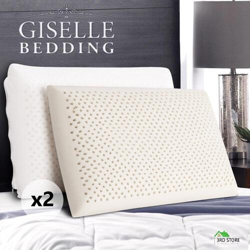 Giselle Natural Latex Pillow Talalay Contour Pillows Classic Twin Pack w/Cover