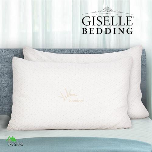 Giselle Bedding Bamboo Pillow Memory Foam Pillows Cool Gel Twin Pack Soft