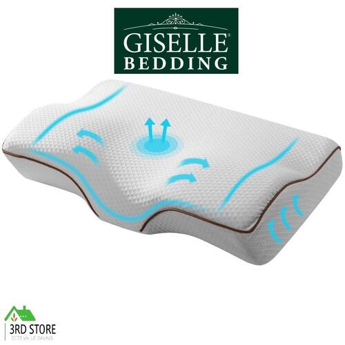 Giselle Memory Foam Pillow Neck Pillows Contour Rebound Pain Relief Support Grey