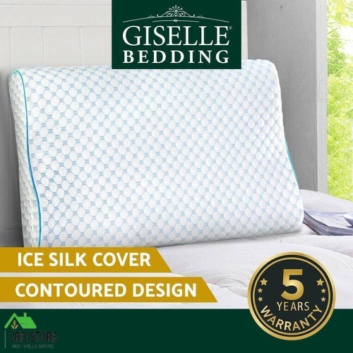 Giselle Memory Foam Pillow Ice Silk Cover Contour Pillows Cool Gel Support Home