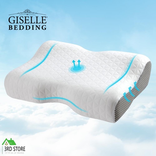 Giselle Memory Foam Pillow Contour Neck Orthopedic Pain Relief Bed Pillows