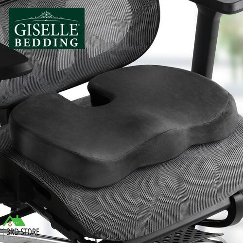 Giselle Bedding Seat Cushion Memory Foam Pillow Back Pain Relief Chair Pad Black