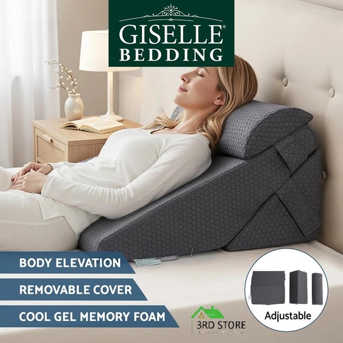 Giselle Bedding Adjustable Wedge Pillow Set Gel Memory Foam Back Support Cushion