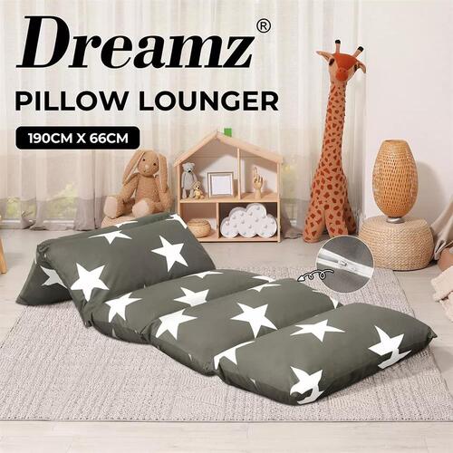 Dreamz Foldable Mattress Kids Pillow Bed Cushion Sofa Chair Lazy Couch Grey M